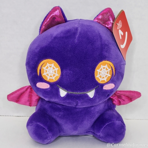 🎃 VAMPIRE BAT 🧛‍♀️ Purple Bat w Spider Web Eyes Squishiverse by Aurora ☆ NWT ☆ - Picture 1 of 5